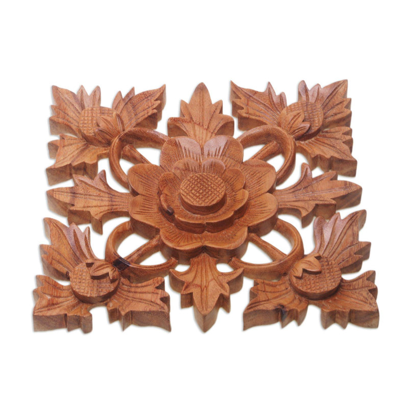 Panneau de suspension mural en bois lotus shield