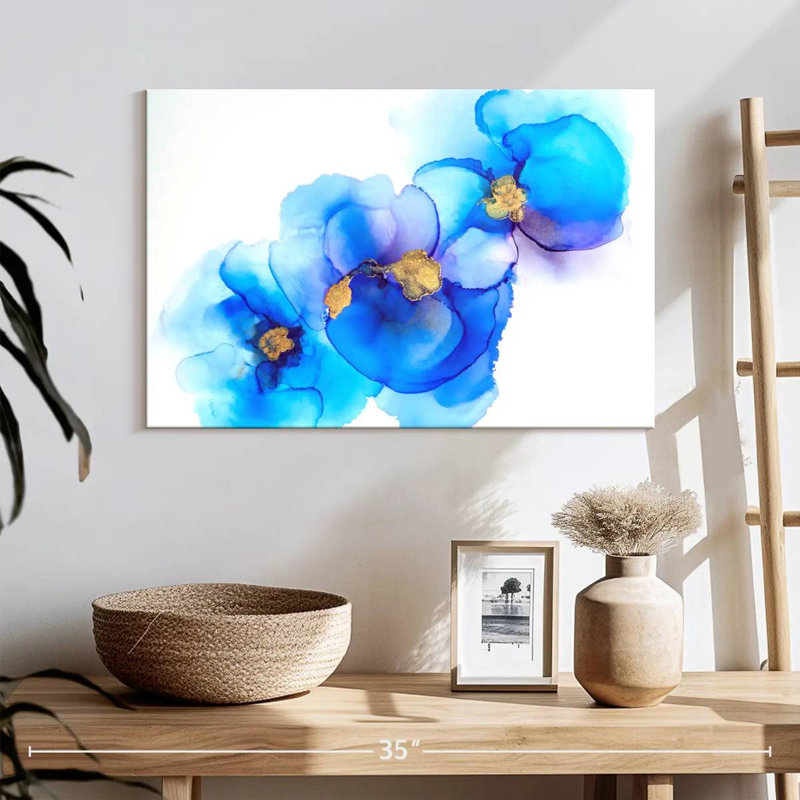 Avery Abstract Blue Flower, 16" H x 24" W