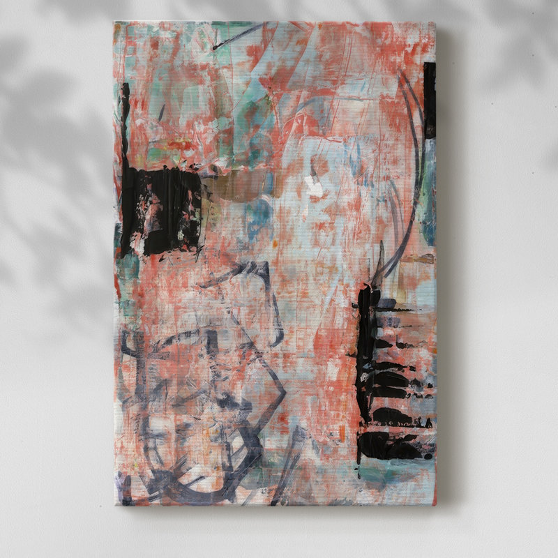 Tangerine et bleu sarcelle I - Cavas enveloppés de galerie, H 27 po x l 18 po