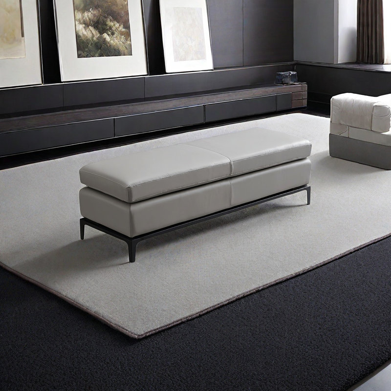 Banc rembourré en cuir Minimalist, H 17,71 po x l 51,18 po x P 19,68 po