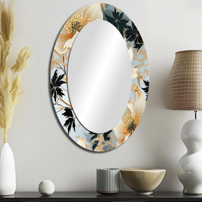 Delicate Magnolia Dreams - Miroir mural ovale blanc