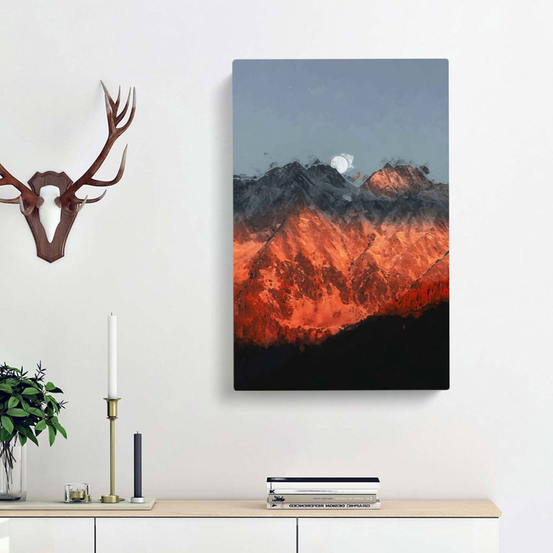 Moon Over The Red Mountains In Italy In Abstract - Wrapped Canvas, 50cm H x 35cm W x 3cm D