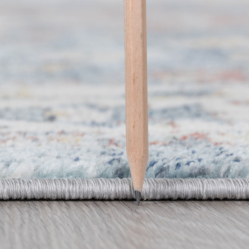 Athulya Gwendolyn Oriental Blue/Cream Area Rug, Round 7'10"