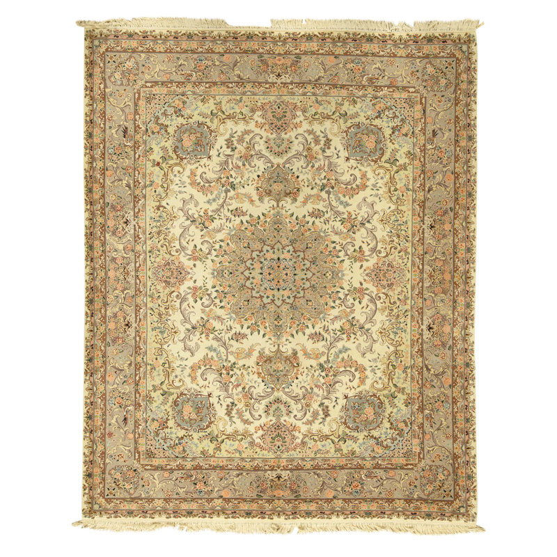 Tapis ivoire et beige noué à la main de haute qualité
