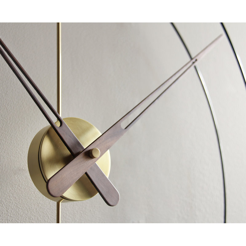 Mini Barcelona Solid Wood,Metal,Fibreglass Analog Wall Clock, Brass/Walnut