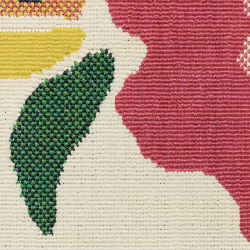 Tapis ivoire / multicolore intérieur / extérieur Sherley, Rectangle 5 pi 3 po x 7 pi 3 po