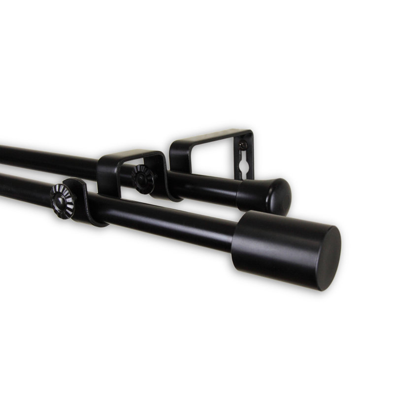 Tringle à rideaux double, 120 po, Noir