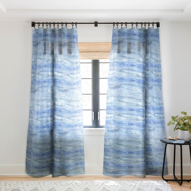 Schatzi Brown Drawn Diamond Chambray 1pc Sheer Window Curtain Panel