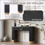 Console moderne Mirod avec nervures verticales, rangement compact et tiroir fonctionnel