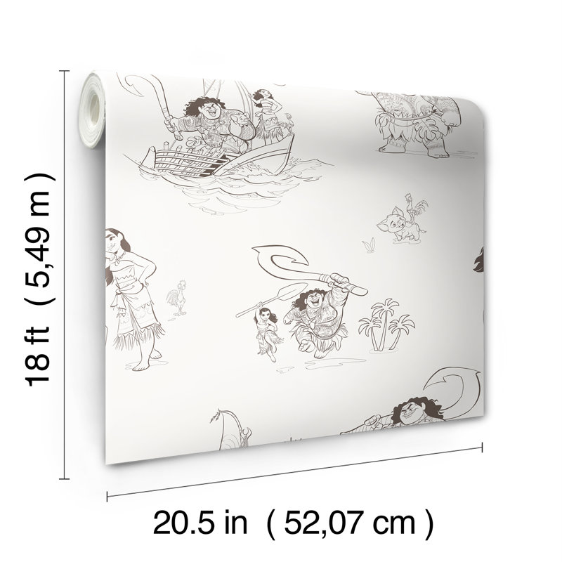 Disney Moana, dessin au trait beige, Beige/Brown