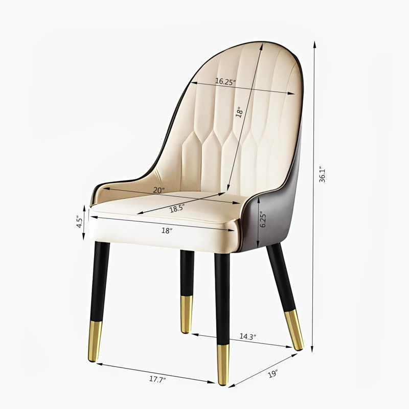 Ensemble de 2 chaises de salle à manger en cuir PU - blanc et brun, paire de métal Mid-Century (de 2) multi-usage