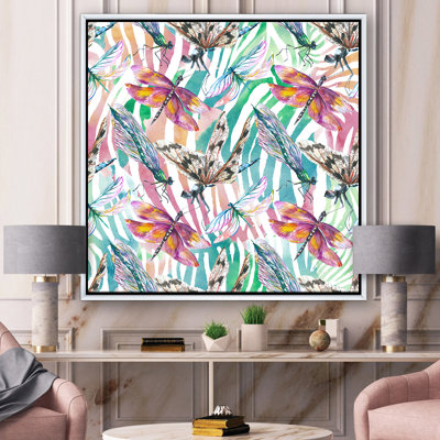 " Exotic Dragonfly On Tropical Background " Painting Print