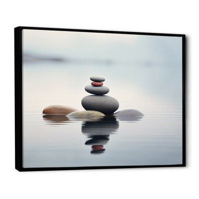 Blue Zen Serenity of Spiritual Stones in Water IV - Art mural en pierre spirituel pour le salon
