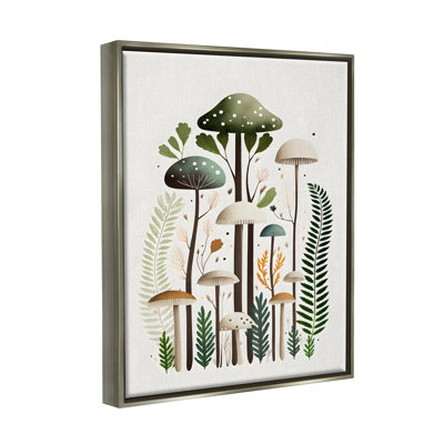Bb-050-Floater Whimsical Green Mushroom, impression sur toile par Petals Prints Design