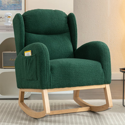 Chaise berçante rembourrée en tissu Teha Teddy
