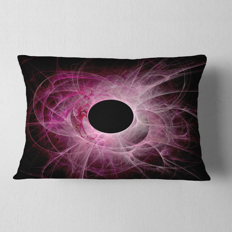 Cercle fractal mauve sur fond noir - imprimé abstrait