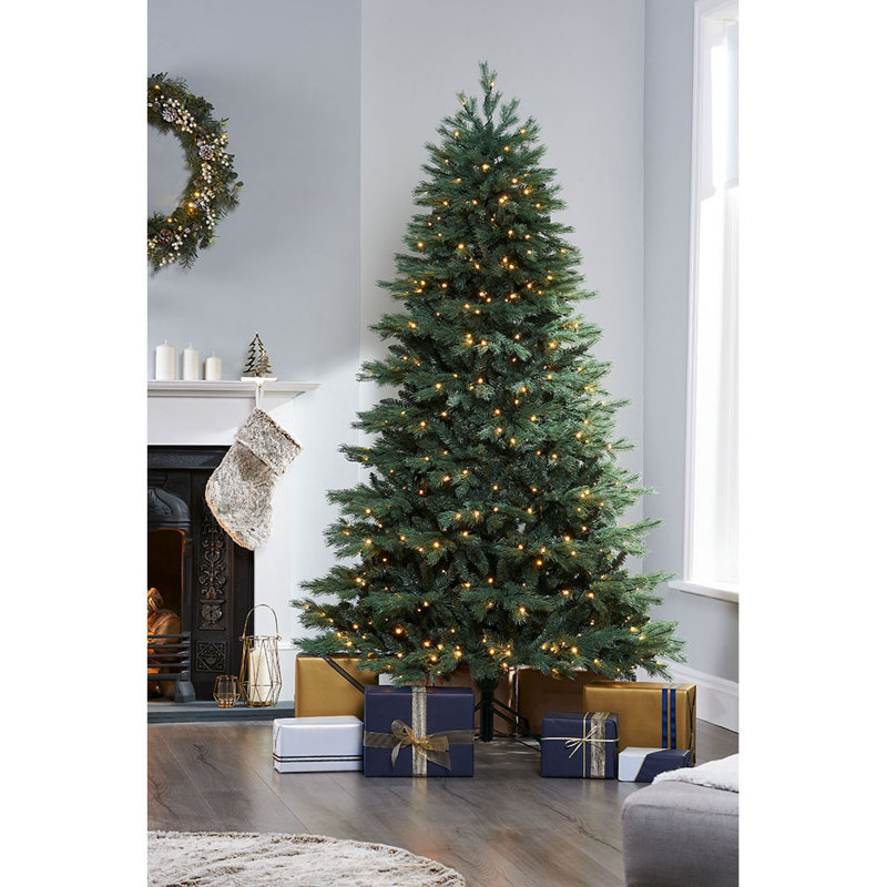 Green Realistic Spruce Christmas Tree with 450 LED Lights, 6' H