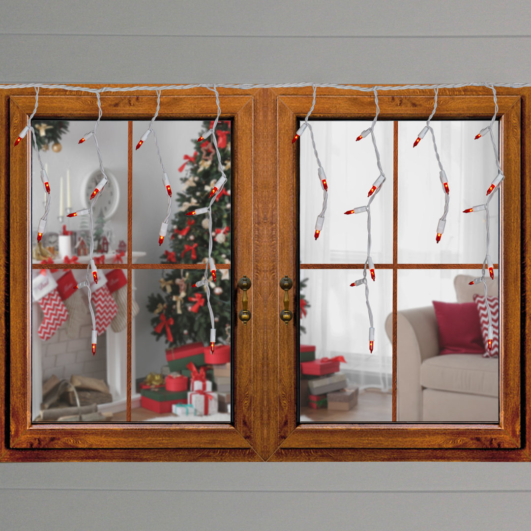 140-Count Green and Red Ever Glow Chasing Mini Christmas Light Set 34.75 ft White Wire Northlight Seasonal