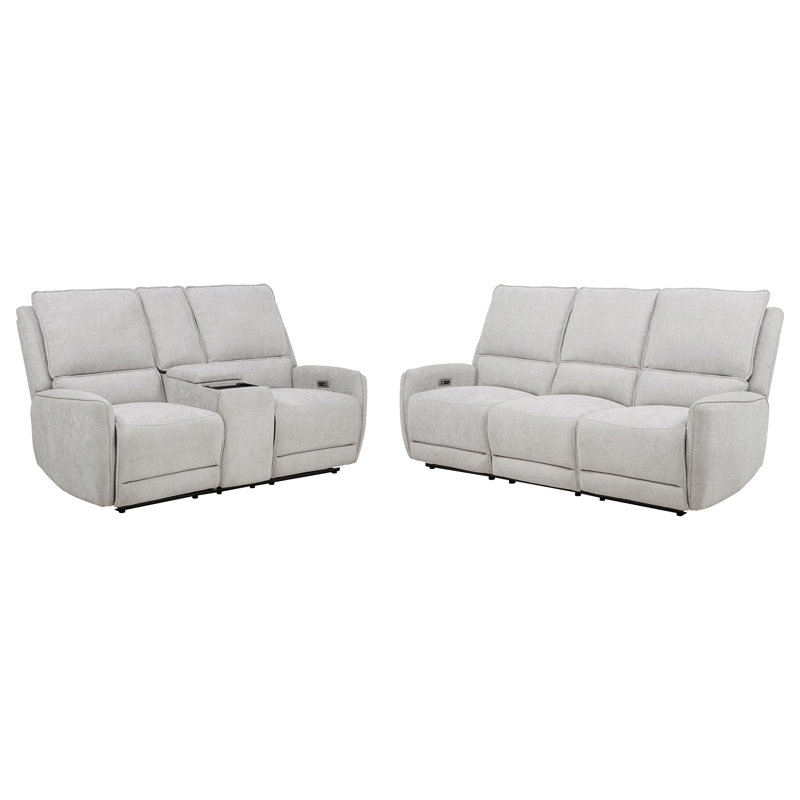 Ensemble de canapé inclinable électrique en chenille 2 pièces Sylmar Gris tourterelle