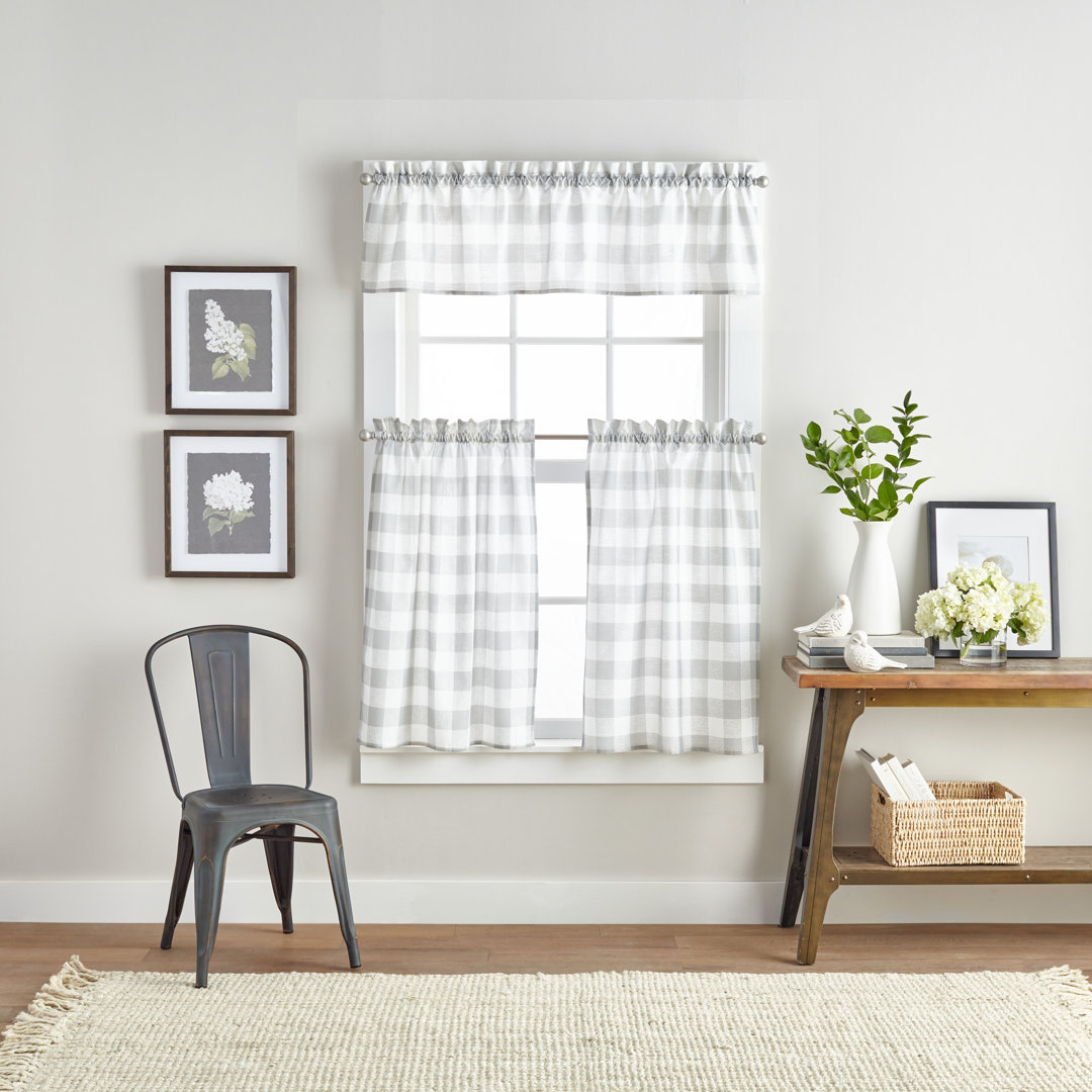 Anabelia Checkered Tailored Kitchen Curtain Gracie Oaks