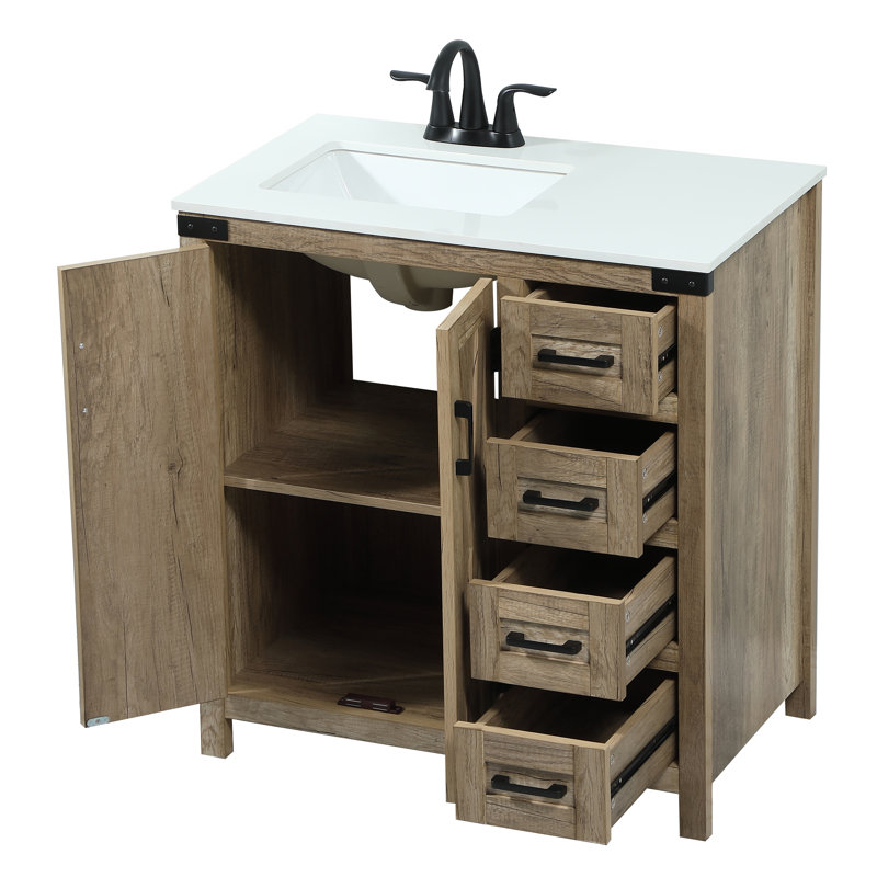 Ensemble de meuble-lavabo simple 32 po Slayton, Chêne naturel
