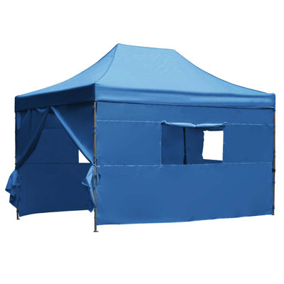 10x15 Pop Up Canopy Tent, Heavy Duty Party Tent with 4 Sidewalls UV Waterproof Protection, 3 Height Adjustable Outdoor Canopy Tent for Weddings, Events, and Backyard Gatherings, Blue