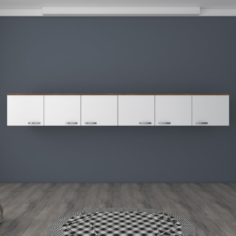 Armoire murale, Blanc/noyer