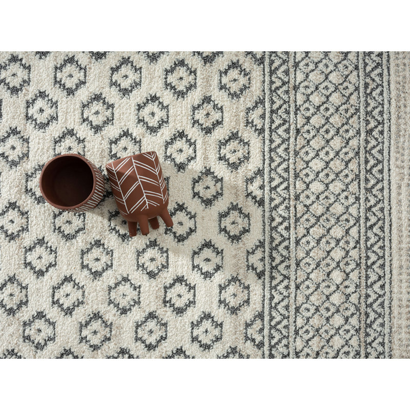 Tapis crème et gris Alejandrino, Rectangle 4 pi x 6 pi