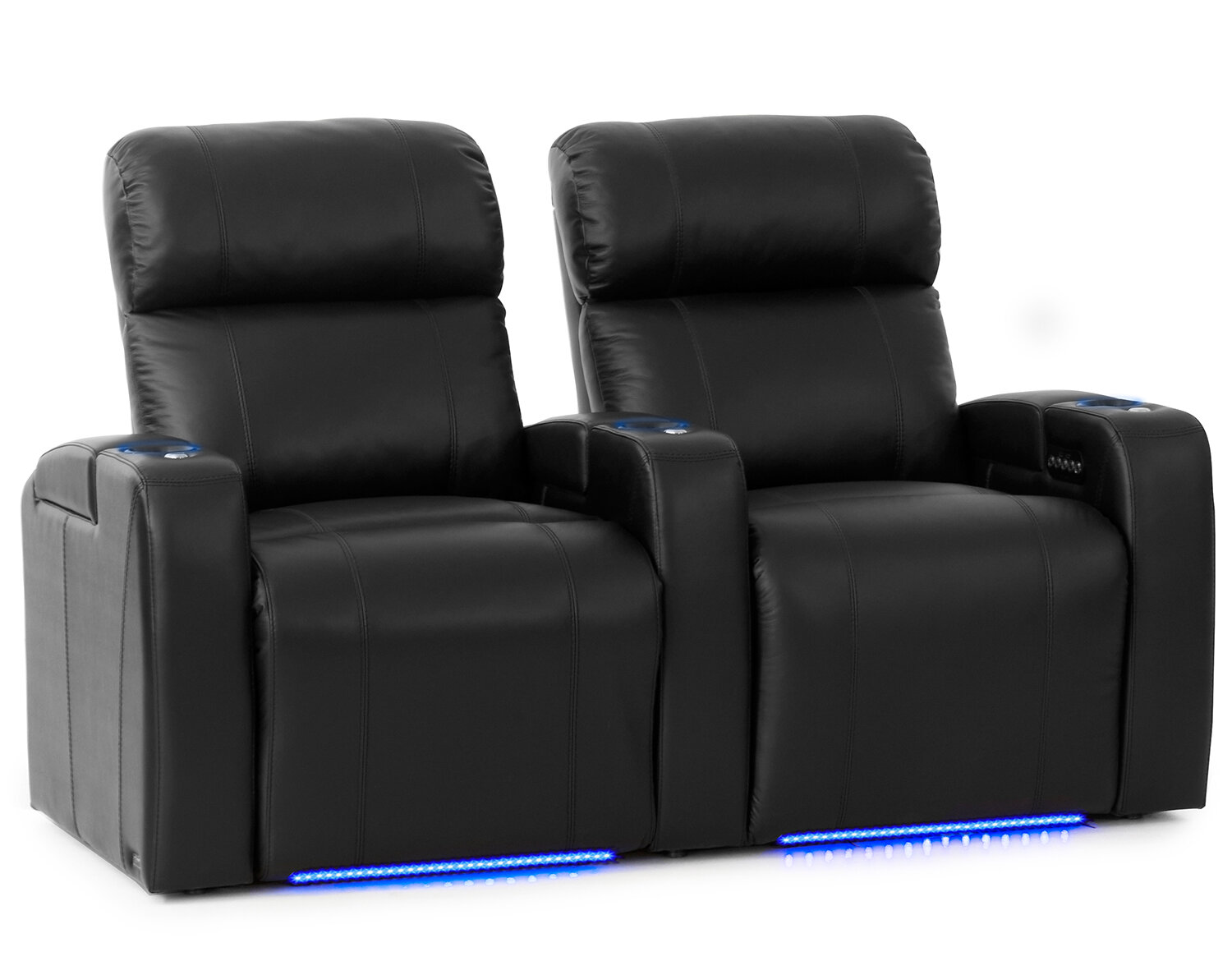 Ebern Designs Leather Power Reclining Home Theater Seating with Cup ...