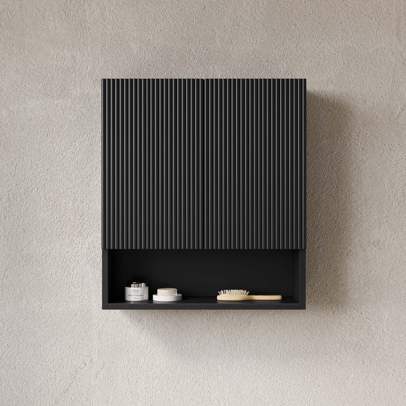 26" Wall-Mounted Striped Bathroom Cabinet