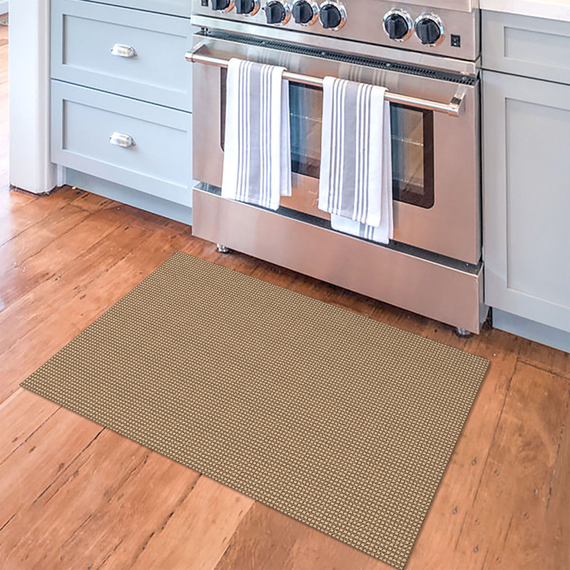 Machine Washable Cotton Area Rug with Non-Slip Backing， Tan/Brown, Rectangle 2' x 3'
