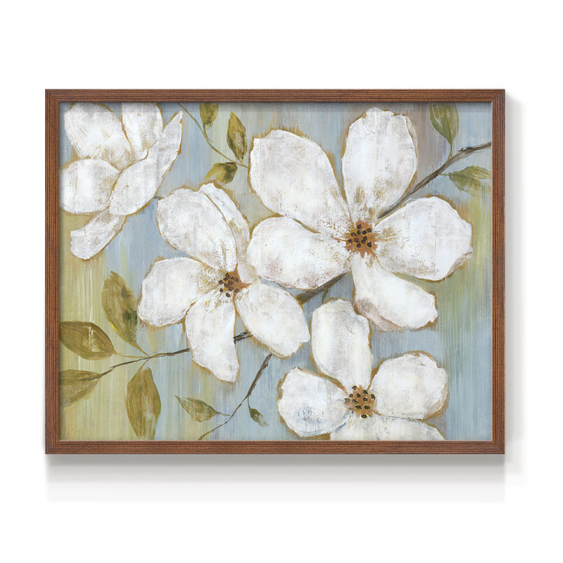 White Blossoms -Framed Print - Restickable, Walnut, 16" H x 20" W
