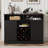 Farmhouse Coffee Bar Cabinet With Power Outlets, Rustic Sideboard Buffet Cabinet With Wine Rack, Wooden Wine Cabinet For Dining Room & Living Room-340560750