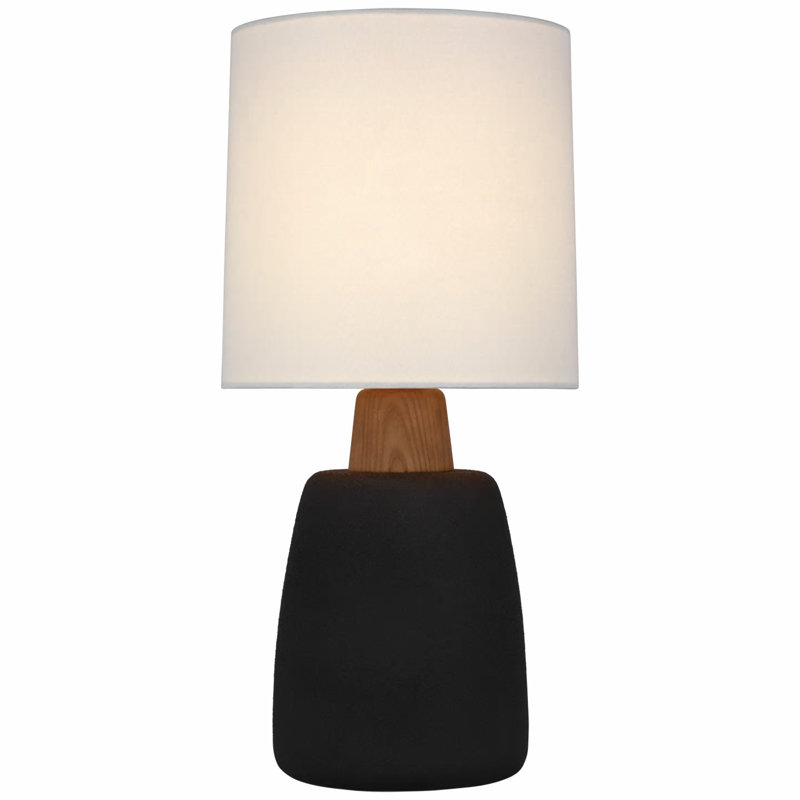 Barbara Barry Aida Table Lamp, Porous Black/Natural Oak, 21.25" H x 10" W x 10" D