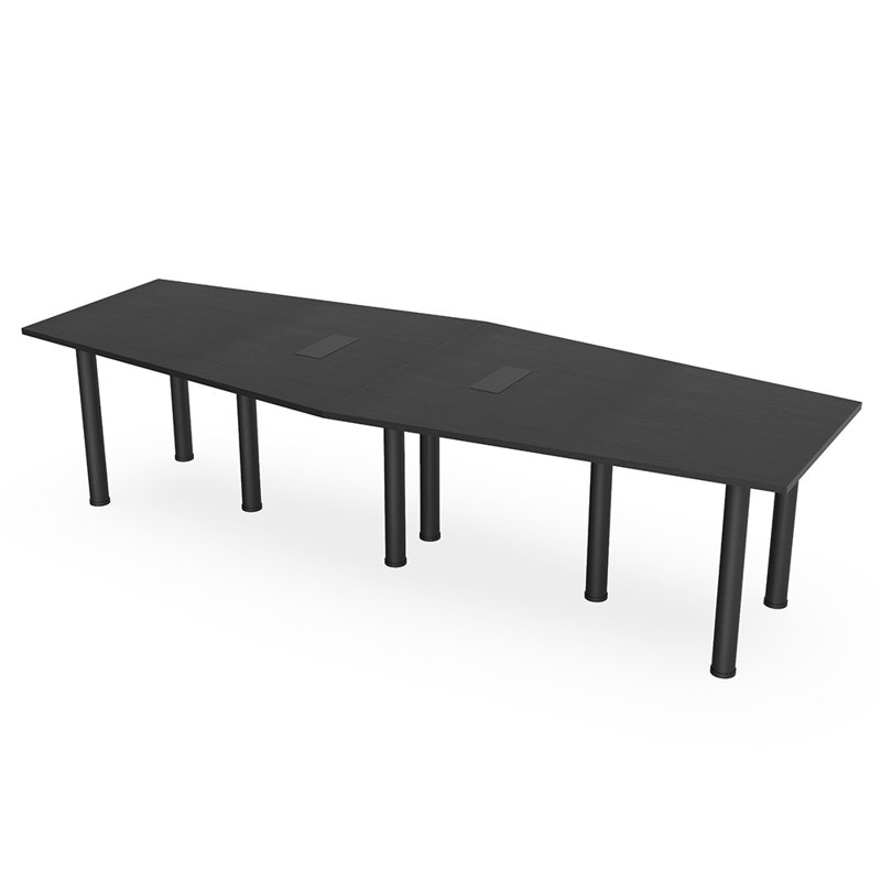 Pieds de table de conférence hexagonaux 10 pi, Cyprès noir, Noir mat, H 30 po x L 120 po x l 48 po