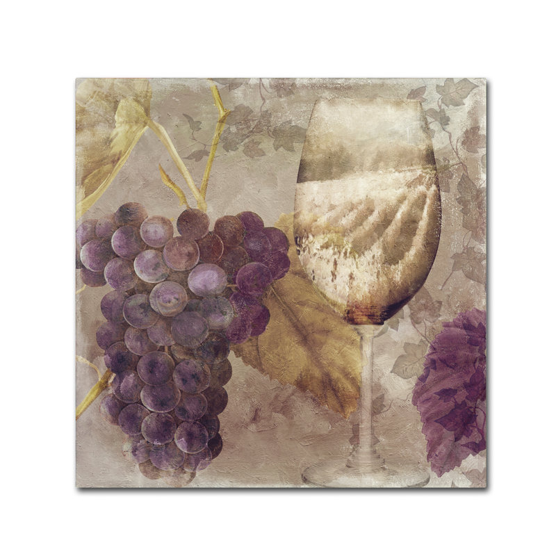 Modern Square Framed Canvas Art with Wine and Grapes