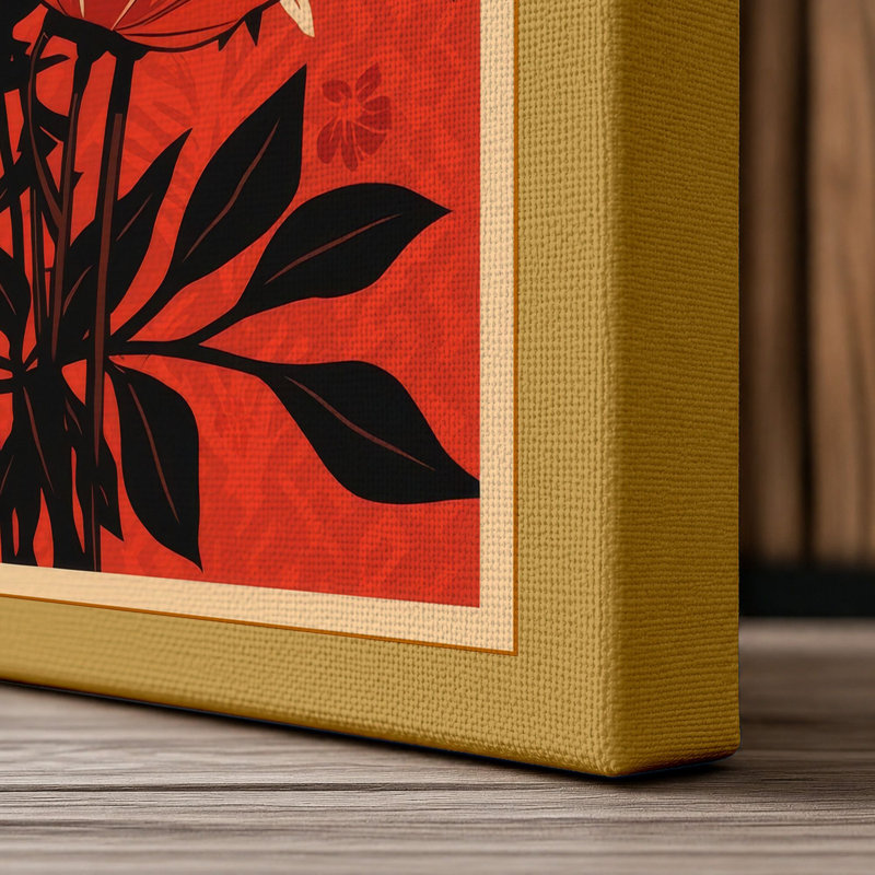 Garden in Bloom Botanical - Wrapped Canvas, 30x20 - 76.2 x 50.8 cm, Ochre Border