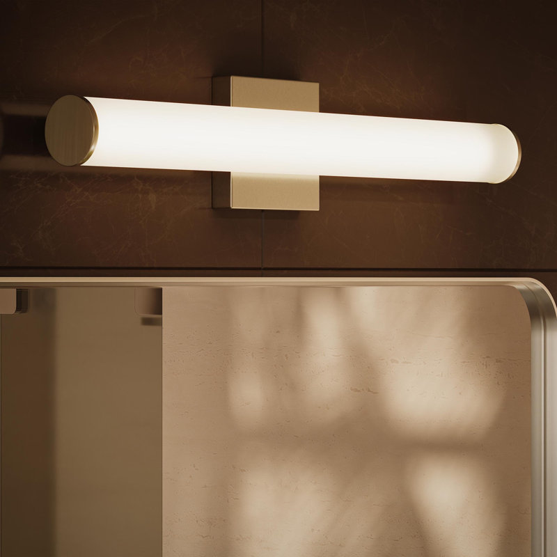 Éclairage pour meuble-lavabo linéaire intégré en nickel brossé à DEL 5 brosses phase 5 de Phase 6, 24", Nickel brossé