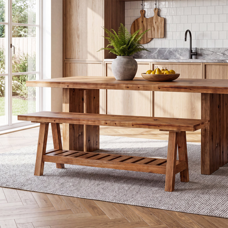 Banc de salle à manger en bois massif 55,12 po