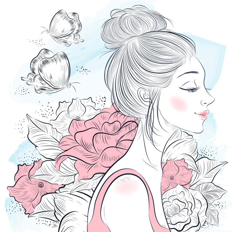 Beautiful Woman by Lin Shao-hua - Wrapped Canvas Print, 30cm H x 30cm W x 3.8cm D