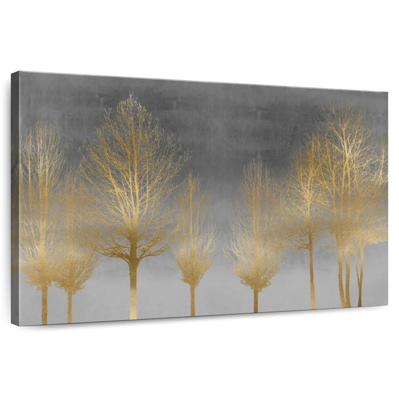 Harnek Gold Forest On Gray, 8" H x 12" W