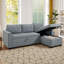 Canapé modulaire rembourré escamotable avec méridienne de rangement, canapé d'angle convertible