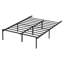 Structure de lit plateforme en métal avec tête de lit en bois avec base de rangement robuste et silencieuse sans sommier-129505013