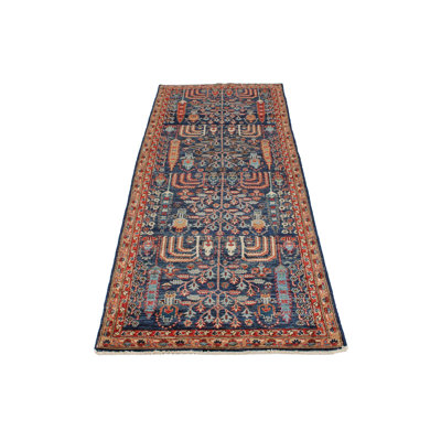 3x8 Navy and Red Traditional Runner