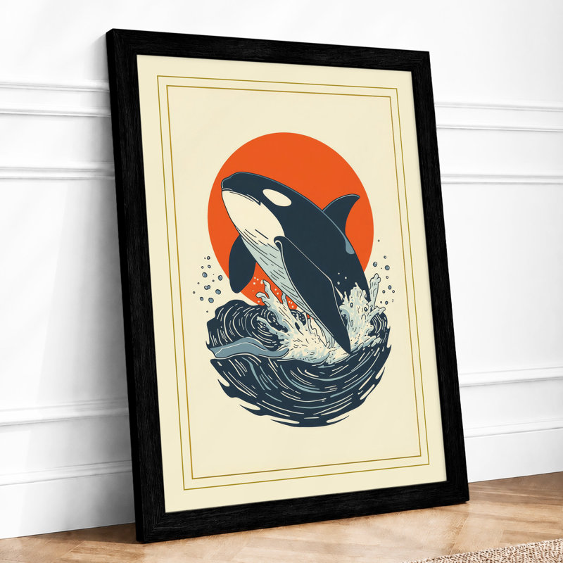 Breaching Orca Coastal - Framed Print, A1 - 84.1 x 59.4 cm, Black
