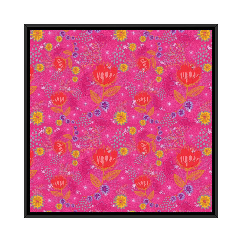 «Bright Bouquet», impression sur toile tendue, H 18 po x l 18 po x P 1,5 po, Toile avec cadre noir, Pas de tapis