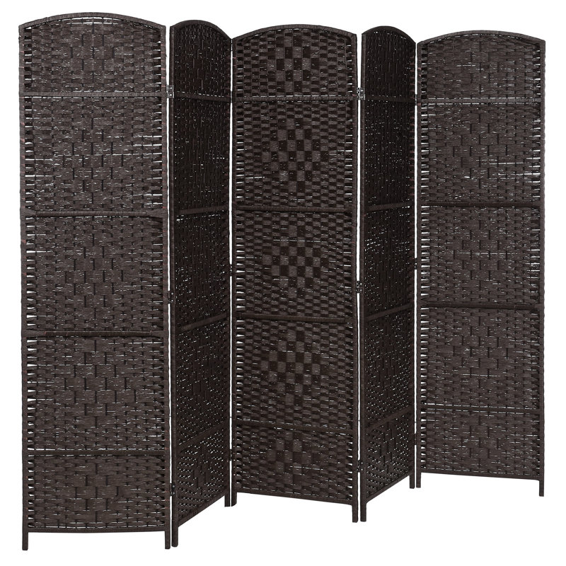 247.4Cm W x 180.1Cm H 5 - Panel Bamboo / Rattan Room Divider
