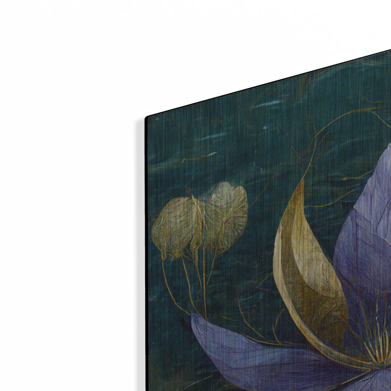 Lotus bleu doré par Tanya Mavric, H 24 po x l 24 po