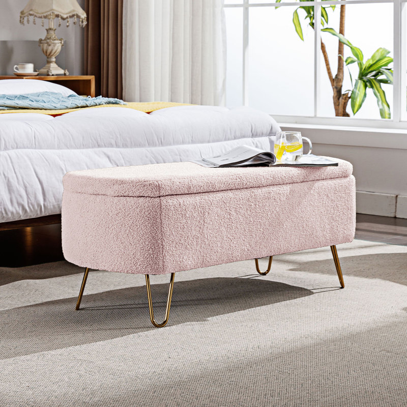 Banc de rangement à couvercle rabattable Geistlinger, Rose