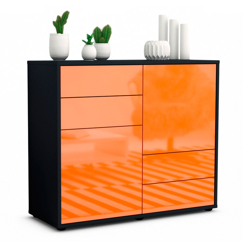 Raycliff 92cm Sideboard, Anthracite/High-gloss orange